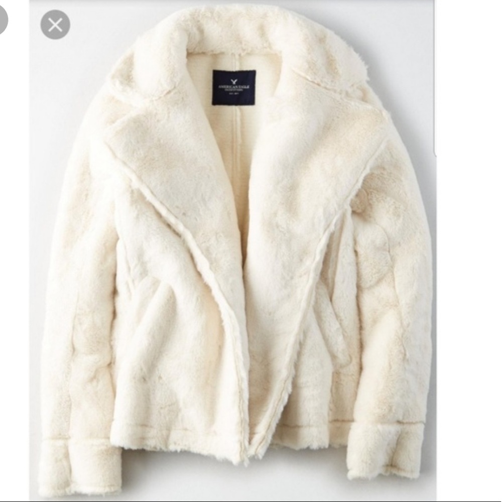 White Faux fur moto jacket